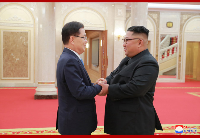 Ким Чен Ын и делегация спецпосланника Мун Чжэ Ина 1
